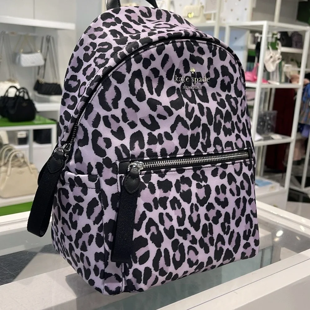 Kate Spade Chelsea Spotted Leopard Medium Backpack Violet Mist NWT